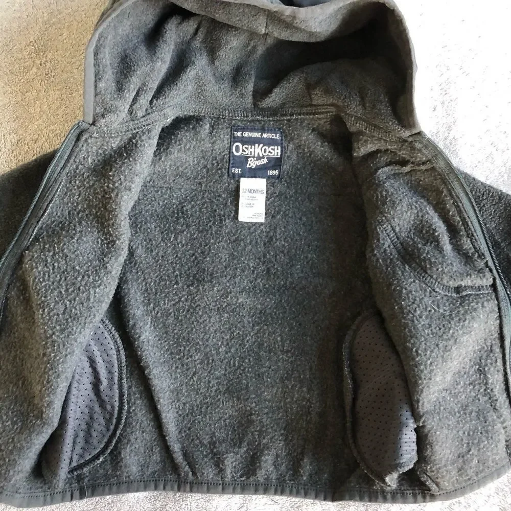 Osh Kosh Gray Hooded Fleece Zip Jacket